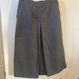 Vintage Wool Plaid Midi Skirt